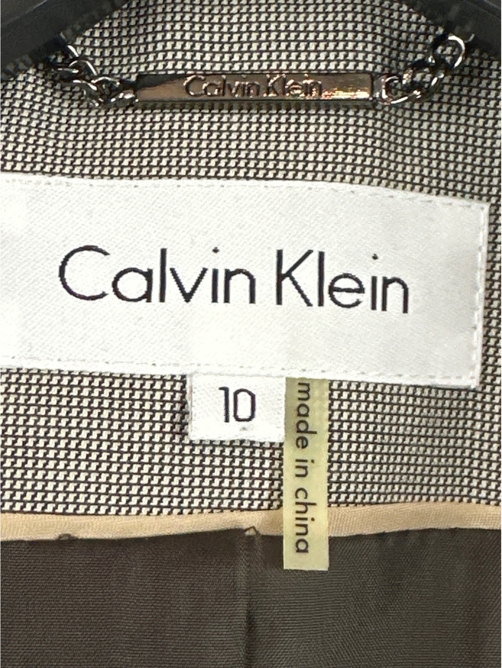 Calvin Klein Khaki SS Peplum Jacket Blazer Size 10 NWT - Picture 2 of 7